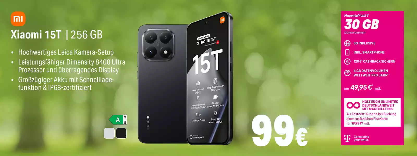 Xiaomi 15T 256 GB Smartphone mit Leica Kamera, MagentaMobil S Angebot